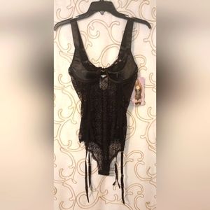 New black lace snap bodysuit lingerie. Size medium